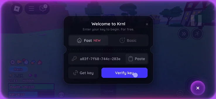 Verify Key button